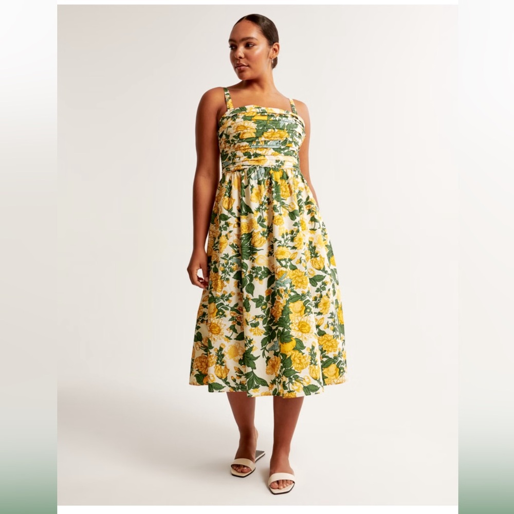 A&F Emerson Poplin Wide Strap Midi Dress